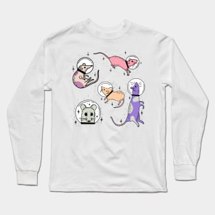 five astronaut rats in pastel colors cute gift Long Sleeve T-Shirt